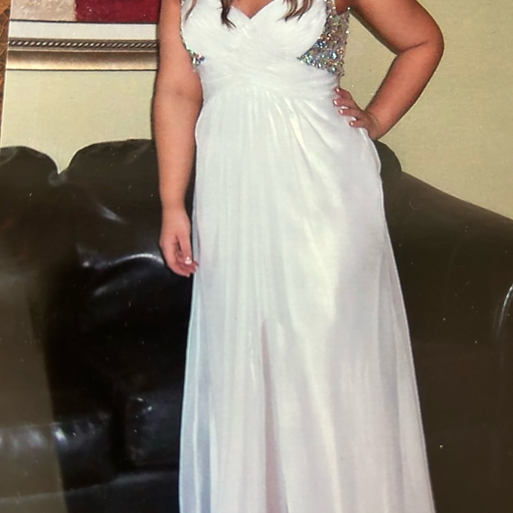 Embellished White Gown-Size 12 - Prom, formal or wedding perfect
